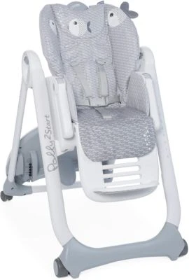 CHICCO Hochstuhl Polly 2 Start - 4 Rollen, Hellgrau