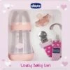 CHICCO Geschenkset "Lovely Baby" - Babyfläschchen, Sauger Und Schnullerband, Rosa